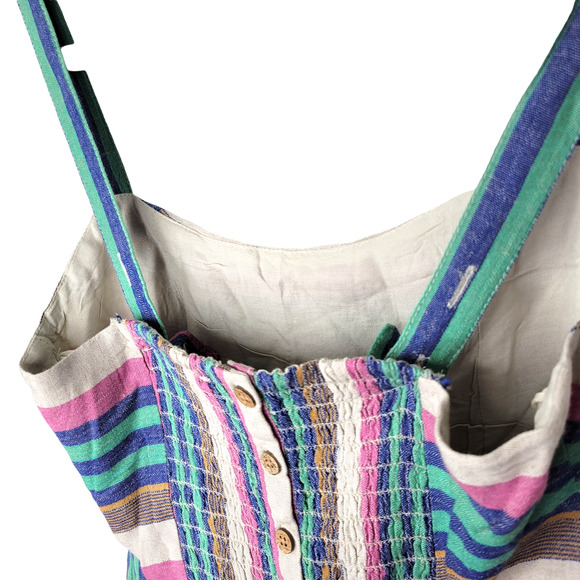 Free People Short N Sweet’ Striped Linen Blend Striped Mini Dress Women Sz XS - Picture 4 of 7